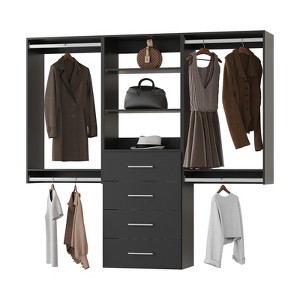 Modular Closet Organizer, Wooden Closet Storage for Walk-In and Bedroom,Wall-Mounted Wardrobe - 1 of 4