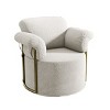 360° Swivel Boucle Barrel Chair, Upholstered Armchair with Gold Metal Legs, Comfortable Round Accent Chair for Living Room - Koiai - 4 of 4