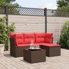 vidaXL 5 Piece Patio Sofa Set with Cushions Brown Poly Rattan - 2 of 4