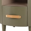 KWPZQEB Modern Round Nightstand, Bedside Table with Leather Handles, Night Stand with Shelf, Drawer & Curved Design for Living Room, Bedroom - 3 of 4