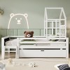 TopComfy Beds Solid Wood Twin Size House Beds Bed frame with Ladder Storage Drawers and Blackboard Design for Bedroom, White, 78.25"*18.5"*6" - 2 of 4