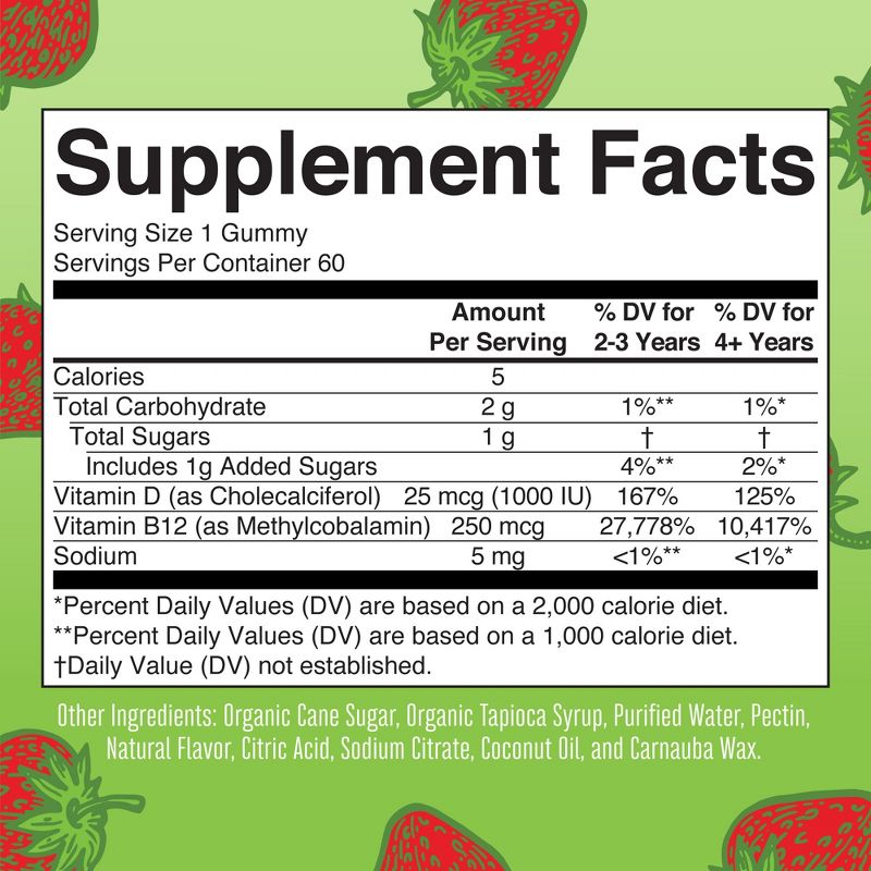 MaryRuth's Vitamin D3+B12 Gummies, Strawberry, 60 ct, 3 of 13