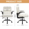 VECELO High Back Desk Chair PU Office Chair Upholstered Padding Swivel Computer Task Chair With Flip-Up Arms and Adjustable Height White/Gray - 2 of 4