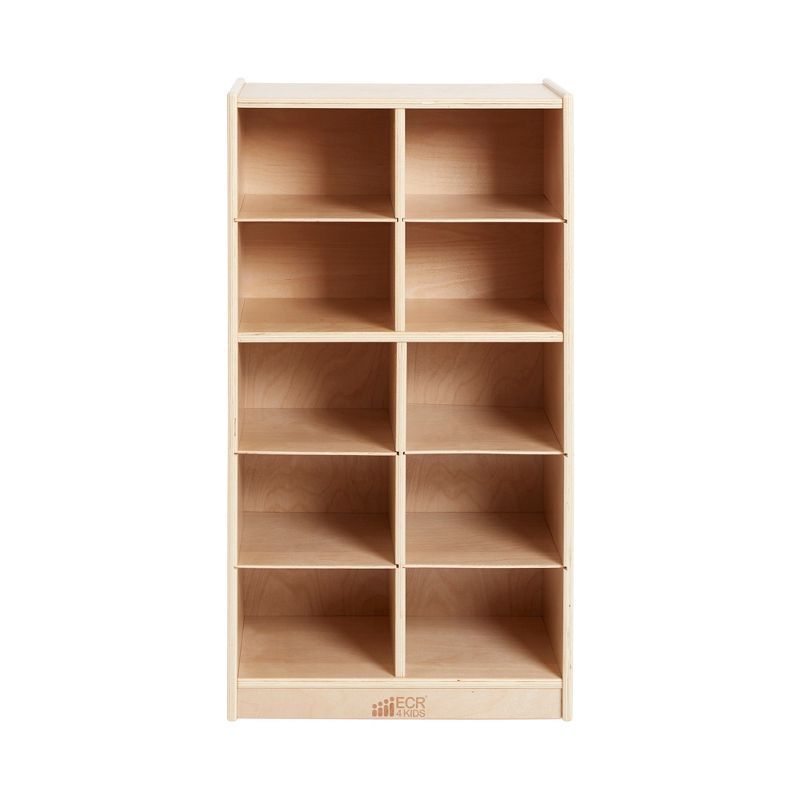 ECR4Kids 10 Cubby School Storage Cabinet - Rolling Cabinet with Tray Slots, 4 of 10