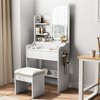 TIRAMISUBEST Fashion Vanity Desk Set with LED Lighted Mirror and Cushioned Stool, Makeup Vanity Table Dressing Table with 3 Drawers and Open Shelves - 2 of 4