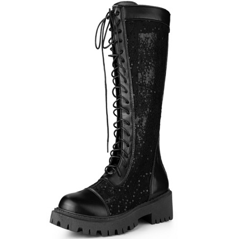 Platform combat boots knee clearance high