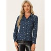 INSPIRE CHIC Women's Metallic Gilding Shiny Long Sleeve Vintage Shirt - 2 of 4