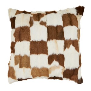 Saro Lifestyle Poly Filled Patchwork Goat Fur Throw Pillow - 1 of 3