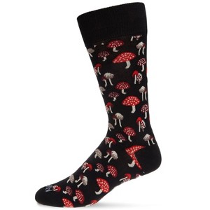 Memoi Men's Mushroom Fields Bamboo Blend Novelty Crew Socks - 1 of 4