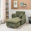 Corduroy Sofa Chair with Ottoman,Single Seat Sofa Chair for Small Spaces,Retro Corduroy Sofa Chair for Living Room or Bedroom-Coolbibila - 2 of 4