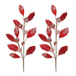 Beaded Red Leaf Stem (Set of 2) - 1 of 3