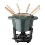 Gibson Our Table 13 Piece Enameled Cast Iron Fondue Pot Set in Sycamore