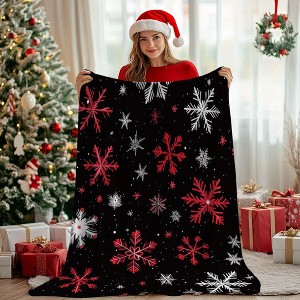 Lomsoe Christmas Snowflake Throw Blanket, Soft, Warm Flannel Blanket for Holiday Decor & Gifts, Perfect for Naps, Camping, Office & Home. - 1 of 4