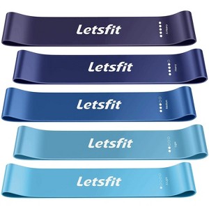 Letsfit Set of 5, Resistance Loop Exercise Bands With BONUS Carry Bag - JSD02-5P - 1 of 4