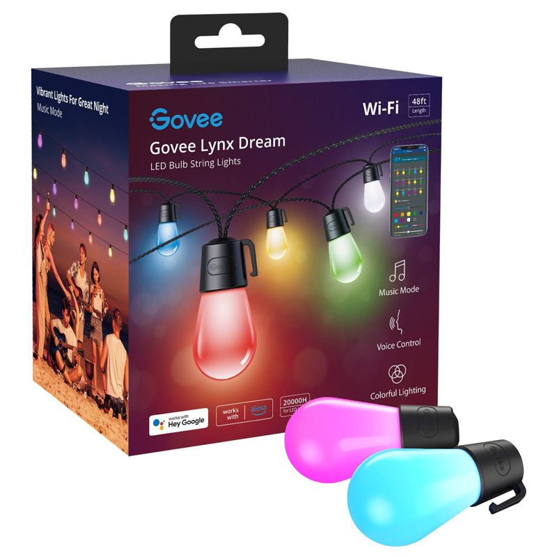 Govee 48&#39; RGBW Wi-Fi Outdoor String Light, 1 of 8