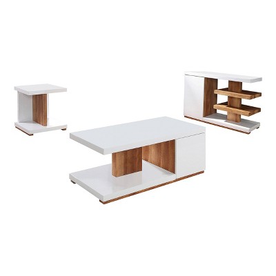 3pc Hal Coffee Table Set White - miBasics