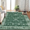 Coolmee Washable Area Rug Living Room Floral Non Slip Large Rug Vintage Traditional Stain Resistant Distressed Carpet Bedroom Dining RoomGreen - 2 of 4