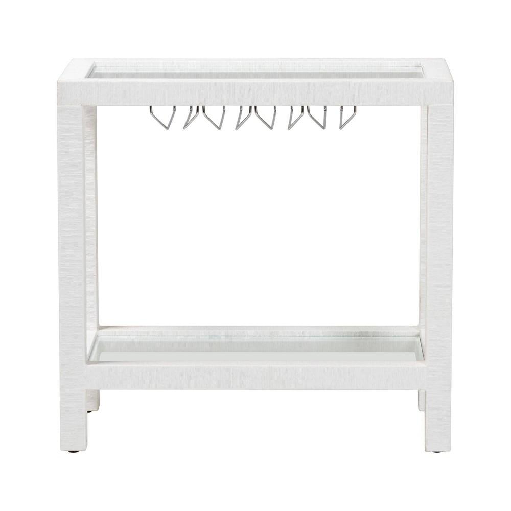 bali & pari Oaklynn Natural Grasscloth Wine Rack White