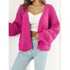 Womens Chunky Sweater Cardigan Open Front Cable Knit Sweater with Lantern Sleeve - 3 of 4