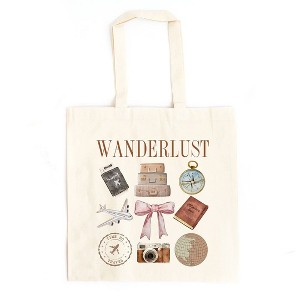City Creek Prints Wanderlust Travel Collage Canvas Tote Bag - 15x16 - Natural - 1 of 2