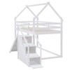 CAVINAS Twin over Twin Bunk Bed House Shaped Wooden Bed Frame with Slide and Storage Stair for Bedroom - 4 of 4
