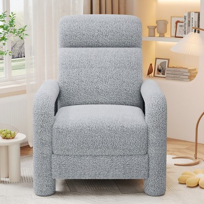 31 Inch Push Back Recliner chair,Light Grey Upholstered Recliner Chair Single Sofa with Adjustable Backrest-Maison Boucle