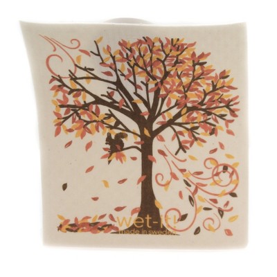 Swedish Dish Cloth 7.75" Fall Tree Absorbent Cleaning Cloth Squirrel  -  Dish Cloth