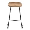 The Urban Port 30" Handcrafted Backless Barstool Natural Brown Mango Wood Saddle Seat Black Metal Base Brown/Black - 2 of 4