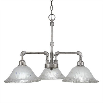 Toltec Lighting Vintage 3 - Light Chandelier in  Aged Silver with 10" Frosted Crystal  Shade