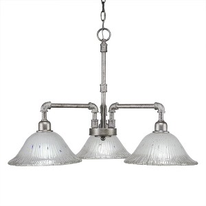 Toltec Lighting Vintage 3 - Light Chandelier in  Aged Silver with 10" Frosted Crystal  Shade - 1 of 1