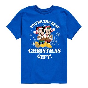 Boys' - Disney - Mickey and Minnie You're The Best Christms Gift Short Sleeve Graphic T-Shirt - 1 of 4