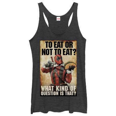 Women's Marvel Deadpool To Eat Or Not To Eat Racerback Tank Top : Target