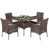 Costway 5PCS Patio Rattan Dining Furniture Set Armrest Sofa Chair Glass Table - image 3 of 4