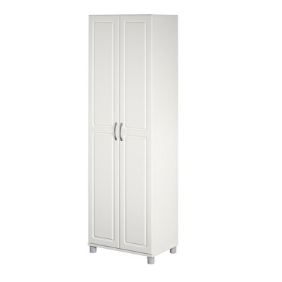 Kendall 75" White Laminated Engineered Wood Utility Storage Cabinet