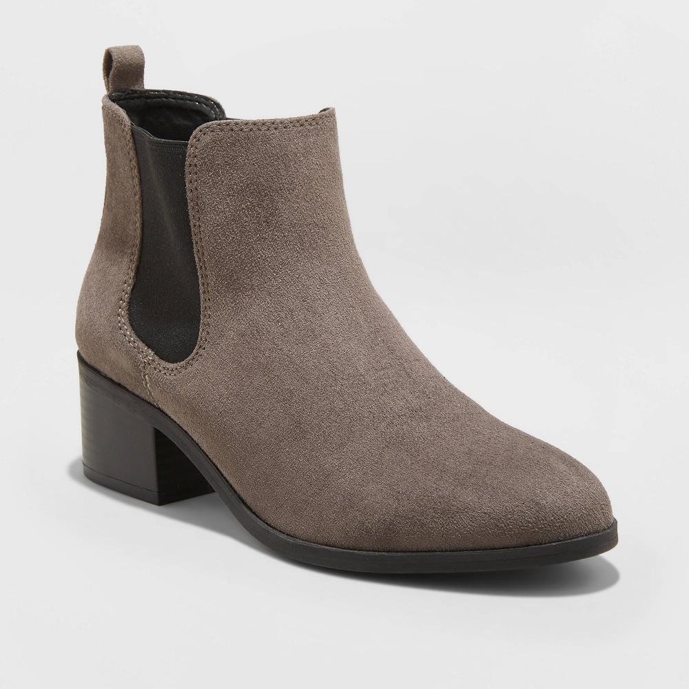 Women's Ellie Microsuede Wide Width Chelsea Bootie - A New Day Taupe 12W, Size: 12 Wide, Brown was $29.99 now $19.49 (35.0% off)