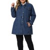 Agnes Orinda Women's Plus Size Buttons Long Sleeve Jean Jackets - image 2 of 4