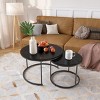 KTMBDW Nesting Coffee Table Set of 2, 27.6inch Round Coffee Table with Sturdy Metal Frame, End Table Side Tables for Living Room Bedroom - 4 of 4