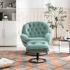 CAVINAS Modern Velvet Accent Chair with Ottoman, Armless Upholstered Lounge Chair with Black Metal Legs for Living Room or Bedroom - 3 of 4