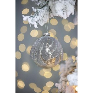 Yukimo 3.9" Christmas Ball Ornaments Set of 6, Glass Decorative Hanging Balls with Glitter Painting, Designer Holiday Tree Decor - 1 of 4