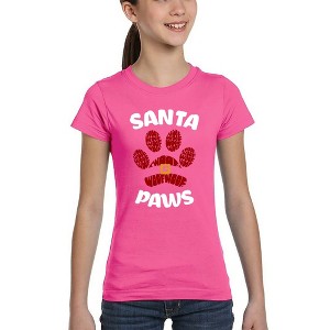 LA Pop Art Santa Paws - Girl's Word Art T-Shirt - 1 of 4