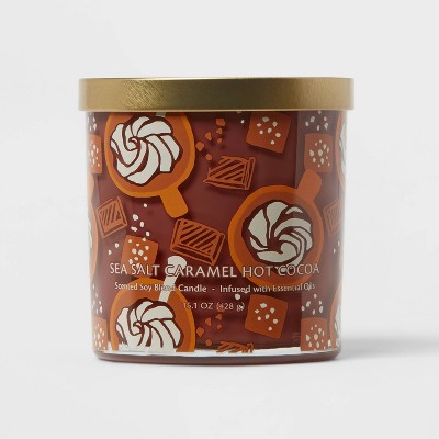 15.1oz Sea Salt Caramel Hot Cocoa Candle Caramel Cocoa Icon Print - Opalhouse™