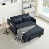 MAYEERTY 55.5" Compact Twin Pull-Out Sofa Bed - Velvet Black, Perfect for Guest Rooms - 2 of 4