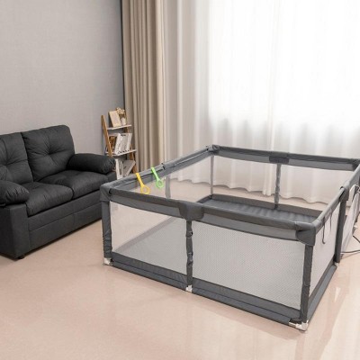 INFURNIC Playards and Portable Infant Beds Baby Playpen with Anti-Slip Base for Safe Play Areas, Gray, 71"*59"*27"