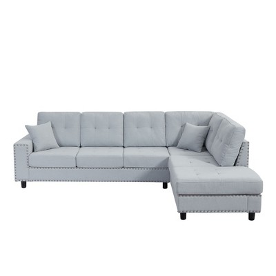 NicBex Modular 109.2" L Shape Sectional Sofa Linen Sleeper Couch Set with 2 Pillows for Living Room