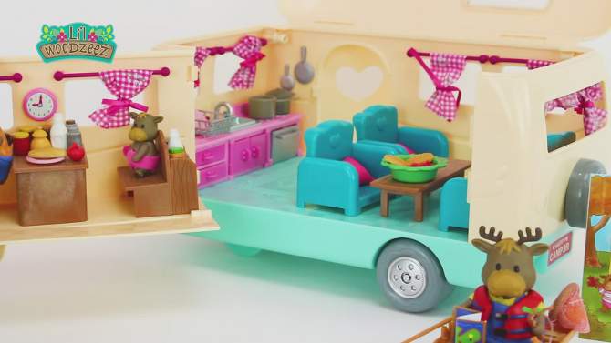 Li&#39;l Woodzeez Animal Figurines and Toy Cars Happy Camper Playset, 2 of 9, play video