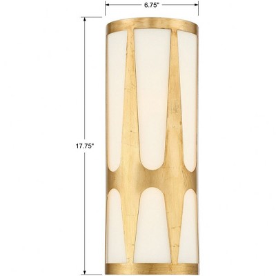 Antique Gold and White Glass 2-Light Sconce