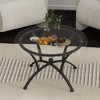 3-Piece Tempered Glass Round Coffee Table Set with Rustic Design and Sturdy Construction for Living Room - 2 of 4