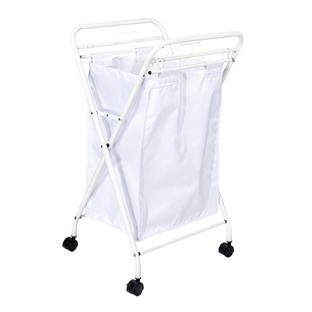 Photos - Ironing Board Household Essentials Rolling Laundry Hamper Heavy Duty Canvas Bag 2 Load C