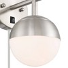 360 Lighting Luna Mid Century Modern Wall Lamp Brushed Nickel Plug-In 5 1/2" Fixture Frosted White Glass for Bedroom Bathroom - 3 of 4