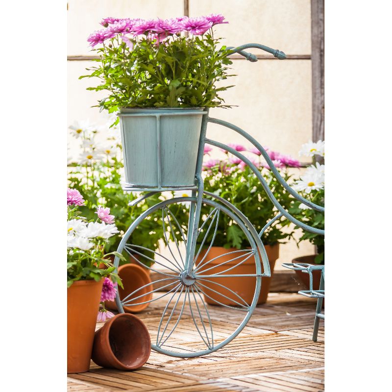 Evergreen Vintage Teal Bicycle Planter Outdoor Safe Decor, 4 of 6